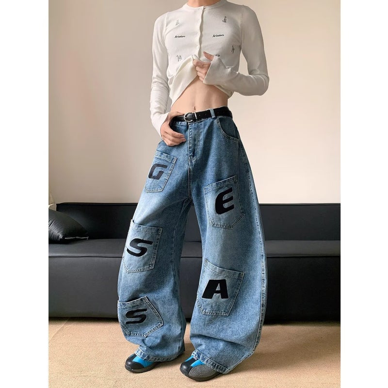 American-Style Distressed Wide-Leg Jeans For Men And Women, 2025 New High-Waisted Loose Slimming Straight-Leg Floor-Length - Image 3